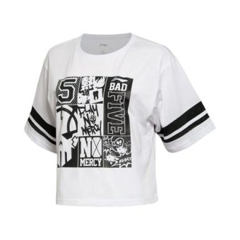 Gambar LINING ahsl088 musim panas model otentik basket jalanan kemeja seri t shirt ( 3 dasar putih)
