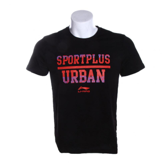Gambar LINING Ahsl385 Nyaman Bernapas Kemeja Cepat Kering T shirt (New dasar hitam 3) (New dasar hitam 3)