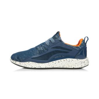 Gambar LINING ALAK031 Jalan redaman pria fashion sepatu kasual (Biru tua biru orange wangi)