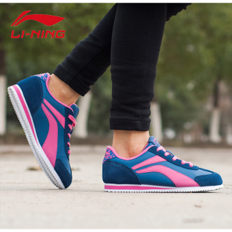 Gambar LINING ALCH146 asli musim gugur dan musim dingin ringan bantalan sepatu lari sepatu (Bunga hijau hitam dan biru fuchsia ungu)