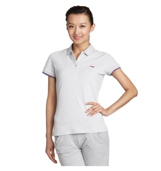 Gambar LINING aplh078 1 POLO katun lengan pendek t shirt kebugaran kemeja (Abu abu muda Bunga 1)