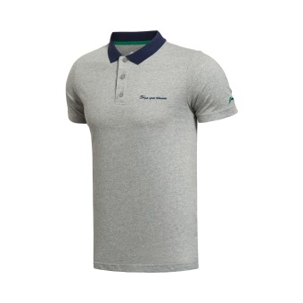 Gambar LINING aplk037 2 3 4 1 aplk041 asli basket pria Slim lengan pendek kemeja POLO (Abu abu)