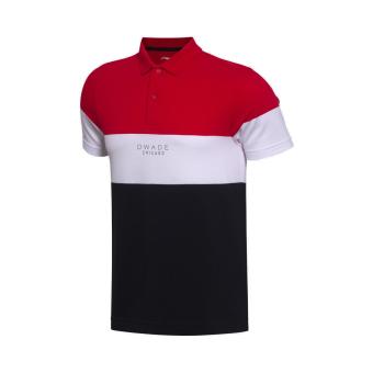 LINING aplm125-1-2 pria kerah bernapas lengan pendek kemeja POLO (Merah)