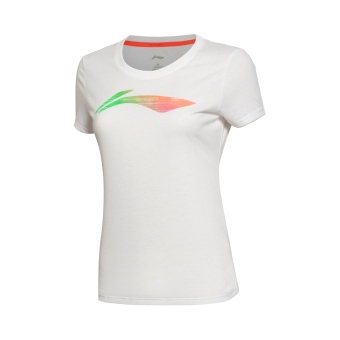 Gambar LINING ATSL102 seri pelatihan kebugaran pakaian lengan pendek kebugaran t shirt (Dasar putih 3)