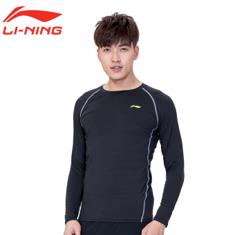 Gambar LINING audm155 pelatihan legging t shirt Kebugaran Pakaian (M155 hitam)