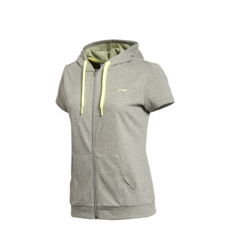 Gambar LINING AWDK128 lengan pendek wanita musim semi dan musim gugur berkerudung sweter kardigan (Bunga abu abu AWDK128 1)