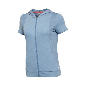 Gambar LINING AWDL154 Pelatihan Rajut Berkerudung Ritsleting Lengan Pendek T shirt (Bunga berwarna abu abu BIRU SUNGAI AWDL154 6) (Bunga berwarna abu abu BIRU SUNGAI AWDL154 6)