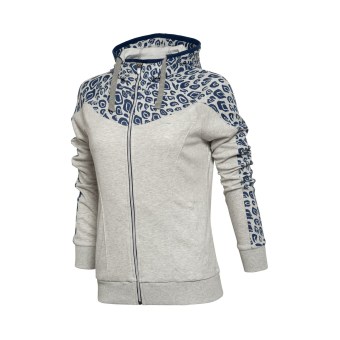 Gambar LINING AWDL292 baru perempuan pelatihan kebugaran cardigan kebugaran jaket (Bunga abu abu terang baru)