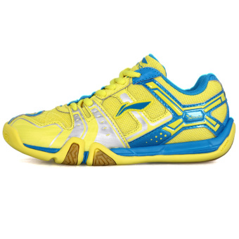 Gambar LINING AYTJ068 kasual profesional sepatu Lin Dan sepatu bulu tangkis sepatu (Kuning terkonsentrasi Hematoxylin biru silver 2)