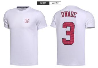 Gambar LINING dwade3 asli pria Bulls No. lengan pendek kemeja budaya (AHSM223 2 putih)