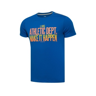 Gambar LINING ghsl007 1 3 4 2 seri lengan pendek t shirt (Biru)