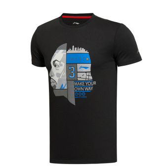 Gambar LINING laki laki musim panas bernapas leher bulat t shirt (New dasar hitam 3)