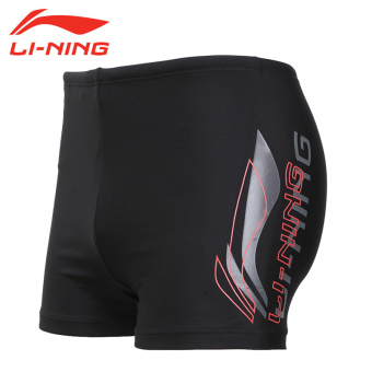 Gambar LINING laki laki petinju pakaian renang profesional berenang batang (031 1 hitam)