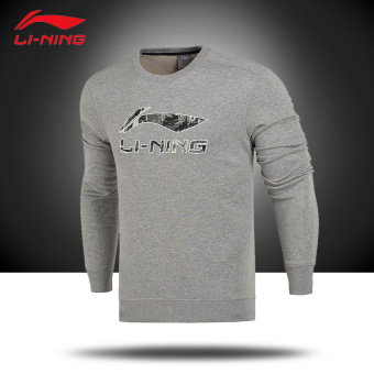 Gambar LINING latihan musim semi laki laki baru kasual kemeja pullover kemeja ( Bunga abu abu)