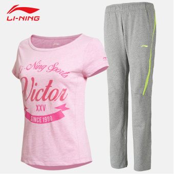 Gambar LINING membeli wanita musim semi dan musim panas leher bulat lengan pendek kemeja t shirt (034 abu abu bunga gemerlapnya abu abu jas)