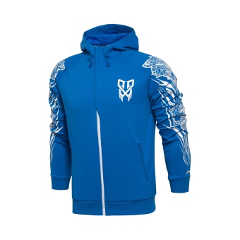 Gambar LINING musim gugur baru pria basket kebugaran cardigan kebugaran pakaian resmi jaringan (Langit biru)