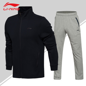 Gambar LINING musim gugur baru pria kasual celana panjang cardigan (Standar hitam dan abu abu jas)
