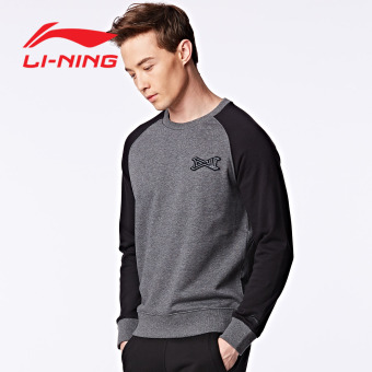 Gambar LINING nyaman laki laki musim semi dan musim gugur seri pullover kemeja sweater (Dalam bunga abu abu baru dasar hitam)
