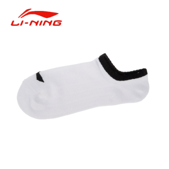 Gambar LINING nyaman semi dan kaus kaki kaus kaki katun bernapas kaus kaki laki laki (AWSL067 2 putih hitam)