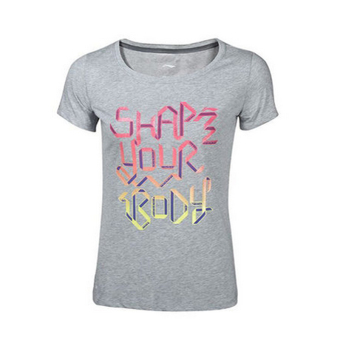 Gambar LINING perempuan musim panas ayat seri perempuan lengan pendek kebugaran t shirt t shirt (Bunga berwarna abu abu)