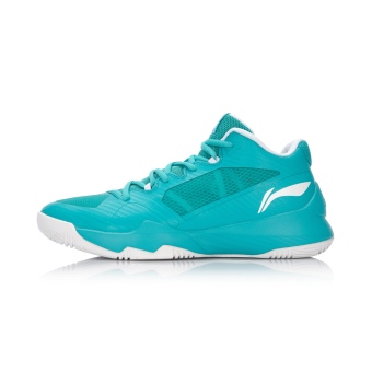 Gambar LINING pria baru bernapas bantalan sepatu basket sepatu (Es porselen hijau dasar putih petir biru)