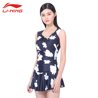 Gambar LINING seksi siam petinju rok baju renang (Hitam)
