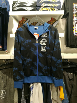 Gambar LINING Shishang baru musim gugur pria Kebugaran Pakaian (Porselen Perancis biru standar hitam cetak)