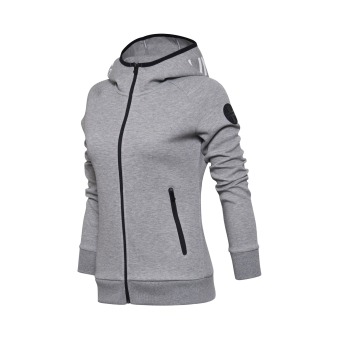 Gambar LINING Wanita Baru Olahraga Pakaian Kaos Sweater (Bunga berwarna abu abu)