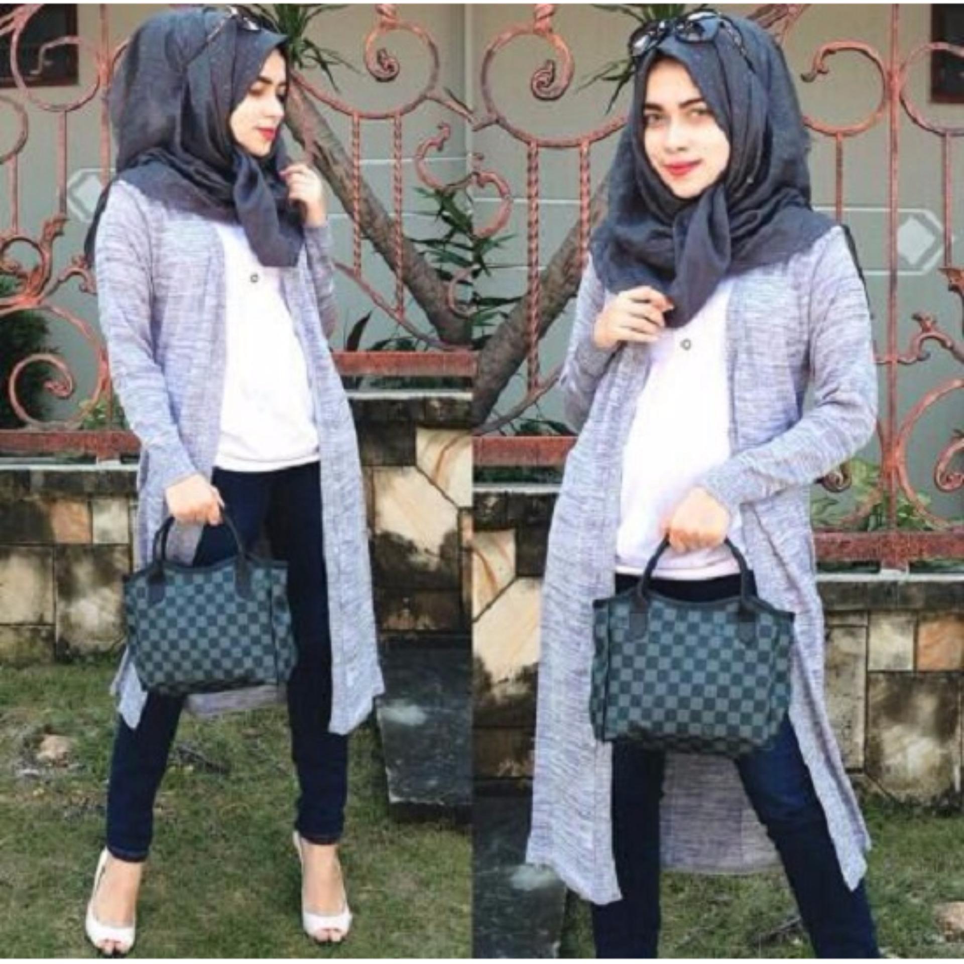 Long Twist Cardy - Hitam - Rajut Katun
