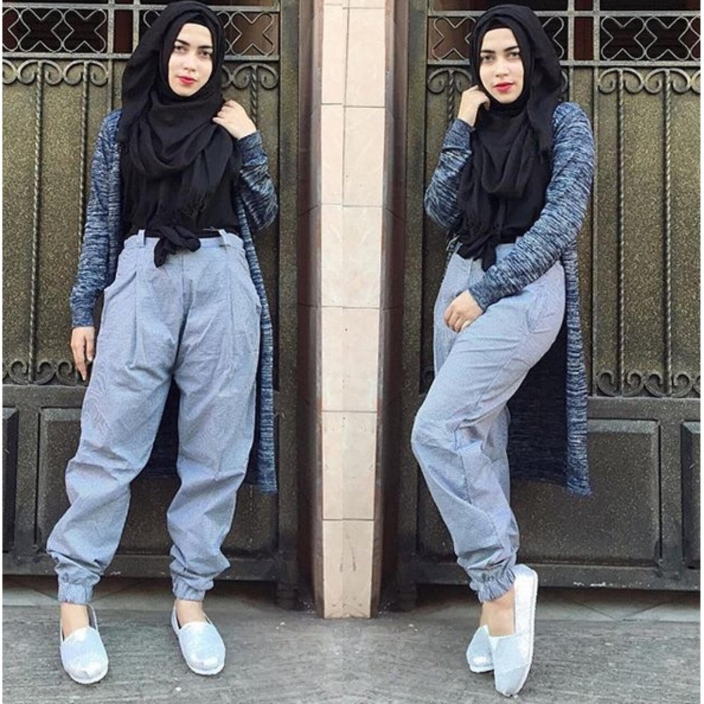 Long Twist Cardy - Hitam - Rajut Katun
