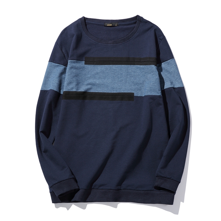 Longgar Musim Gugur Produk Baru Pria Leher Bulat Jahitan Kaos Sweater (Biru)