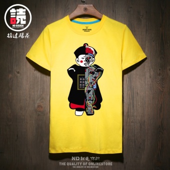 Gambar Longgar musim panas Jepang Sea ayah t shirt (Kuning zombie Cin) (Kuning zombie Cin)