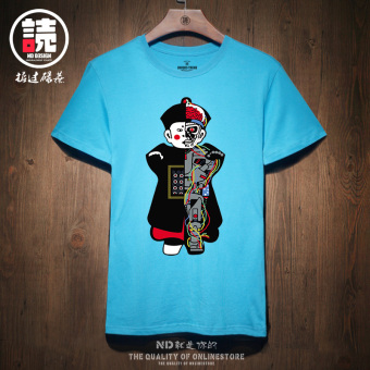 Gambar Longgar musim panas Jepang Sea ayah t shirt (Langit biru zombie Cin) (Langit biru zombie Cin)