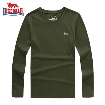 LONSDALE musim gugur baru jins lurus kasual pakaian bottoming kemeja t-shirt (Olive green)