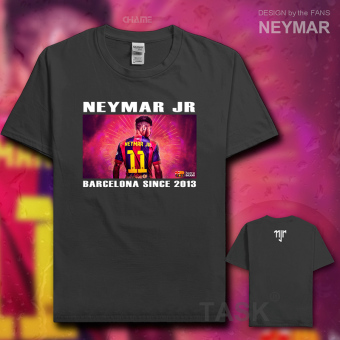 Gambar Ma Er neymar11 katun pakaian sepak bola lengan pendek penuh kasih kemeja t shirt (Lengan pendek warna arang)