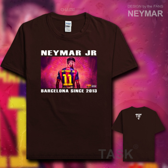 Gambar Ma Er neymar11 katun pakaian sepak bola lengan pendek penuh kasih kemeja t shirt (Lengan pendek yang mendalam warna coklat)