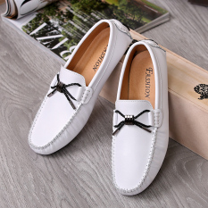 Malas kasual kulit pria menginjakkan kaki Peas sepatu pria sepatu sepatu (Model laki-laki