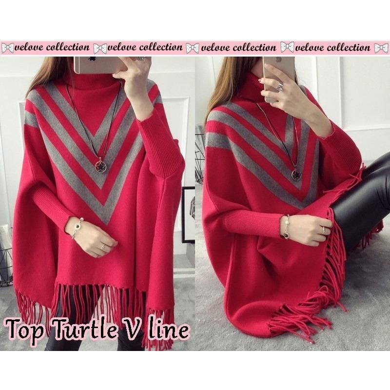 mamamia collection - blouse wanita top turtle v line / kemeja wanita / hijab