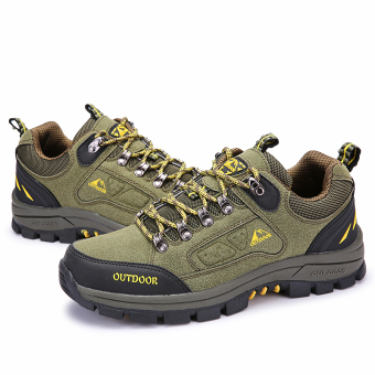 ... Mendaki Gunung Tahan Lama Pria Sepatu Sepatu Treking Untuk BernapasClimbling Super Luar Ruangan Hijau Tentara -