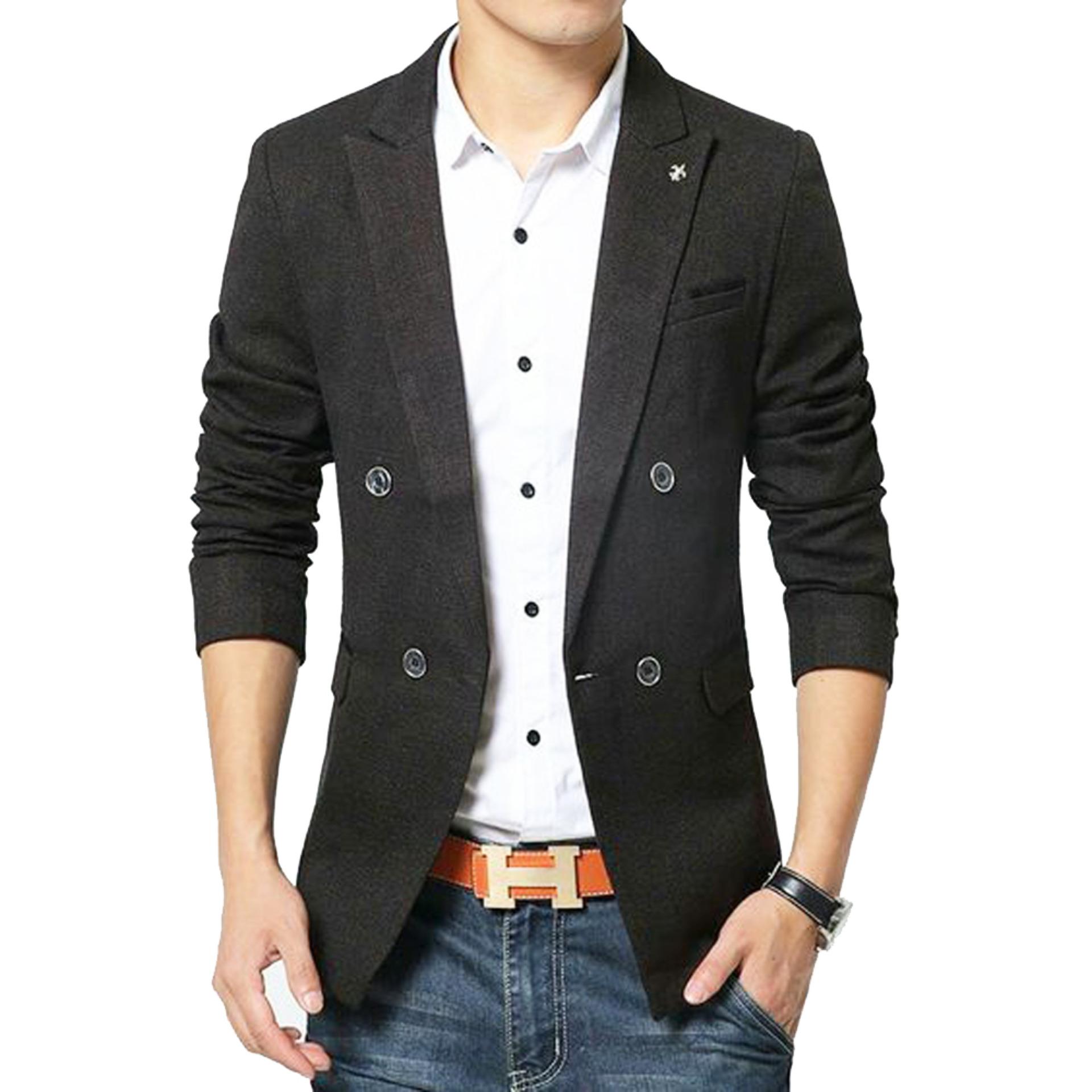 Mens of Glamour- Jas Blazer Pria Casual- Jas Trendy dan Hits- Black