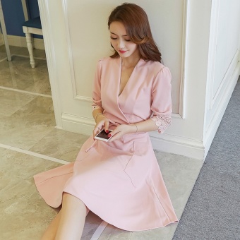 Perbandingan harga Merah muda perempuan bagian panjang dari versi Korea dari gaun putri sifon gaun (