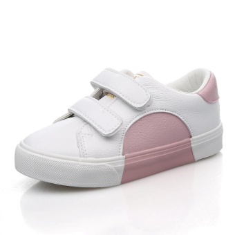 Gambar MSHOES Fashion Boy s Synthesis Leather Leisure Flat Shoes Children s Sneakers Shoes (Size24 38) (Pink)   intl