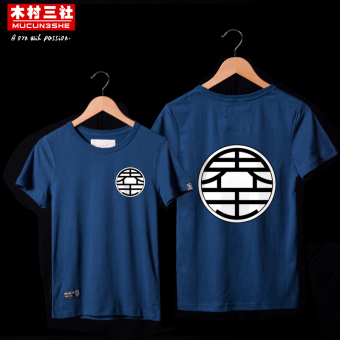 Gambar Mucunsanshe pria katun lengan pendek leher bulat remaja t shirt (Biru  02 batas Wang) (Biru  02 batas Wang)