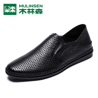 Gambar MULINSEN Korea Fashion Style Pria Kasual Bernapas Sepatu SLIP ON Sepatu Pria (Berongga hitam)
