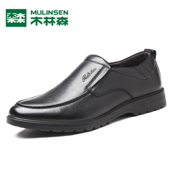 Gambar MULINSEN kulit musim gugur baru sepatu kulit pria bisnis kasual sepatu pria (Hitam)
