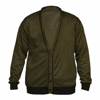 Gambar Muscle Fit Cardigan Pria V neck Piping   Olive