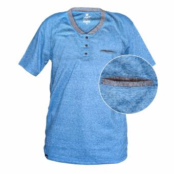Muscle Fit Kaos Monalisa Kerah Sanghai Lengan Pendek - Biru