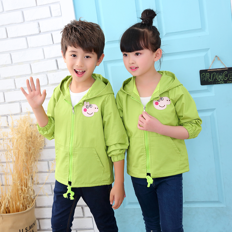 Musim Semi dan Gugur kapas baru berkerudung jaket anak perempuan jaket (Hijau)