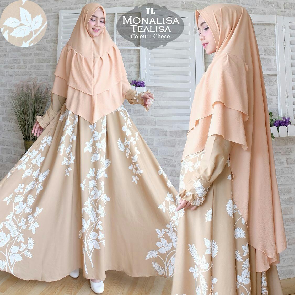 Muslimah33 Gamis Syari Jumbo Muslim Dress Muslimah Lengan Panjang Atasan Wanita Monalisa