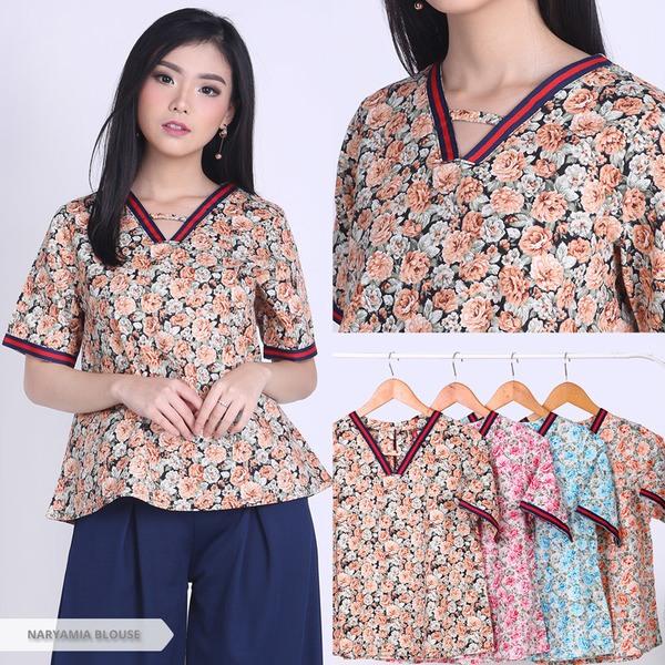 Naryamia Flowery Casual Blouse - Salem (Blue)
